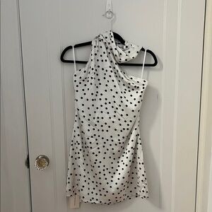 Commense White and Black Polka Dot Mini Dress